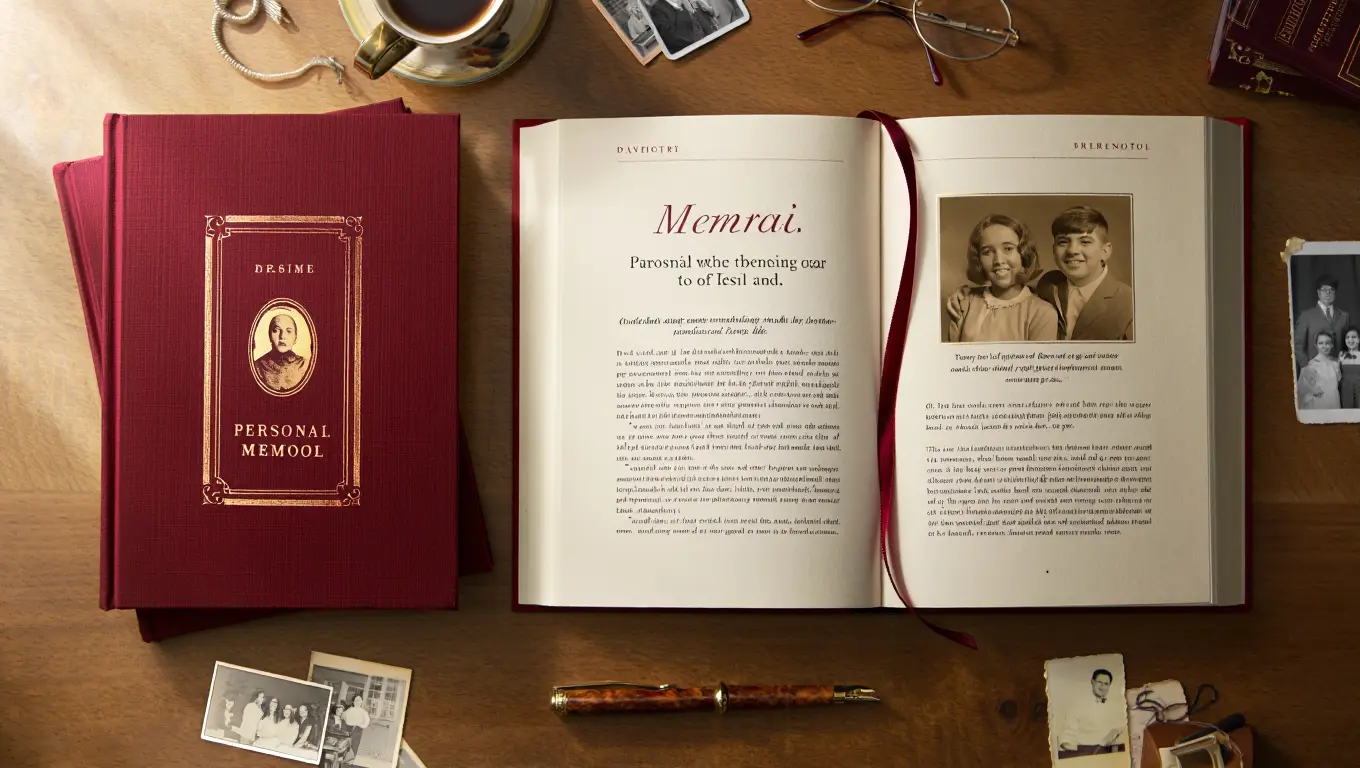Custom memoir book printing with professional design, premium binding, and high-quality finish for personal storytelling