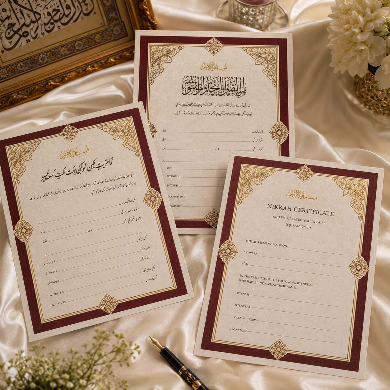 Arabic Urdu English Nikkah Certificates Printing