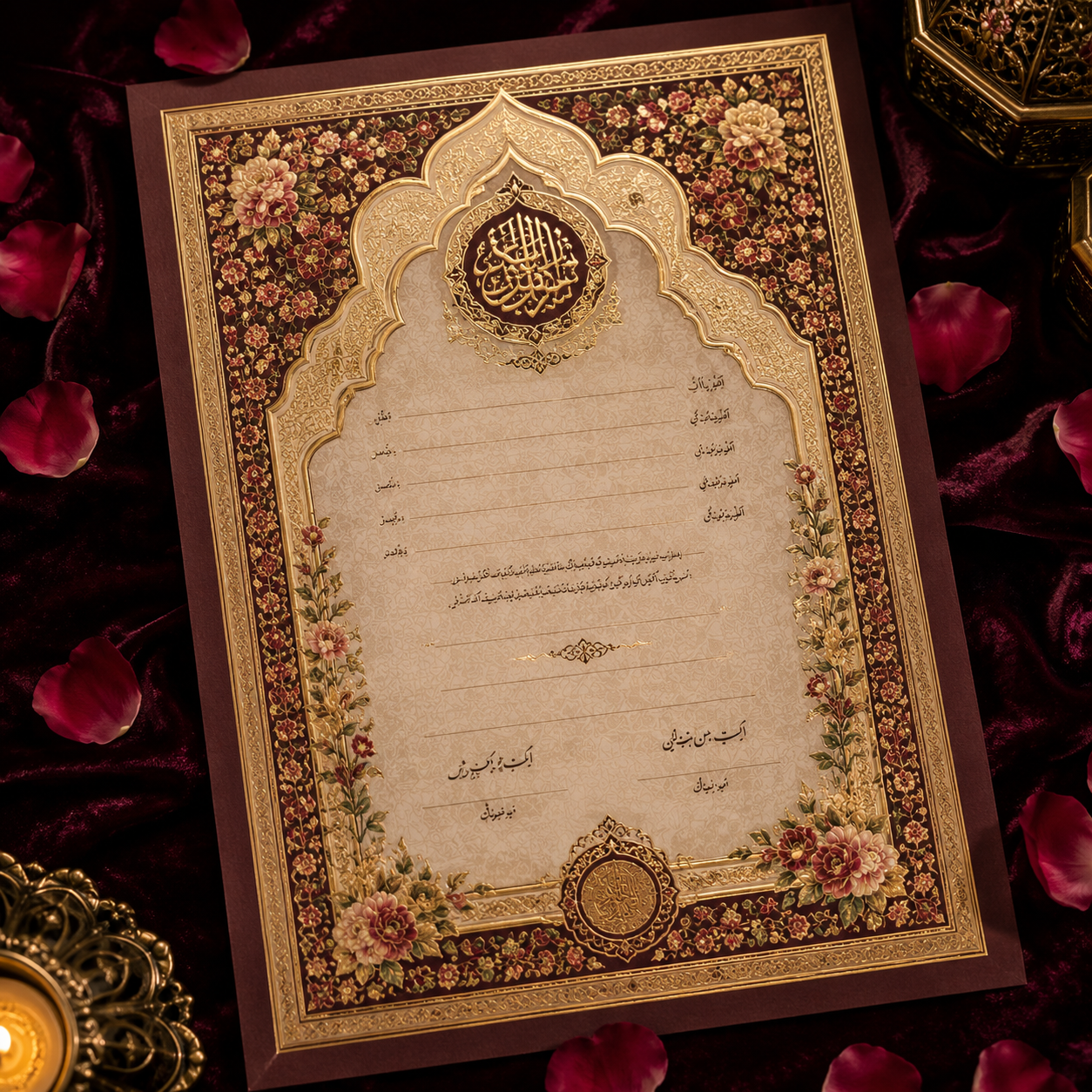 Gold-foiled or floral design certificates