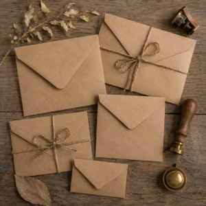 Custom invitation envelopes featuring stylish patterned interior lining