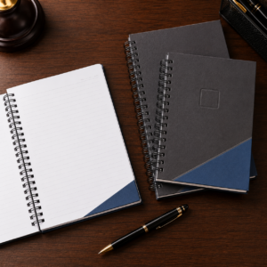 Spiral-bound notepads with logos