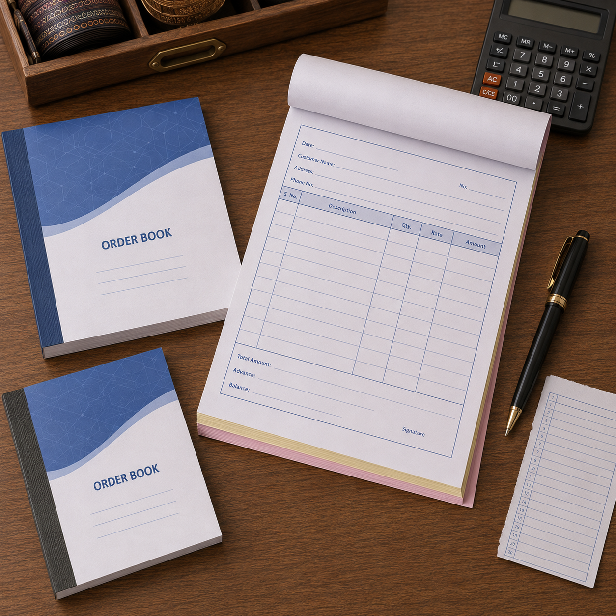 Custom manual order books printing for business order management, retail billing, and professional record keeping