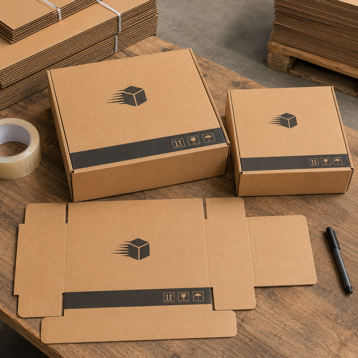 Flat-packed product shipping boxes