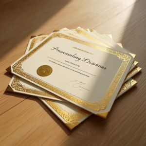 Gold foil stamped premium certificates