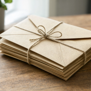 High-quality kraft paper envelopes featuring a classic brown paper texture