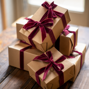 Ribbon-tied premium gift boxes